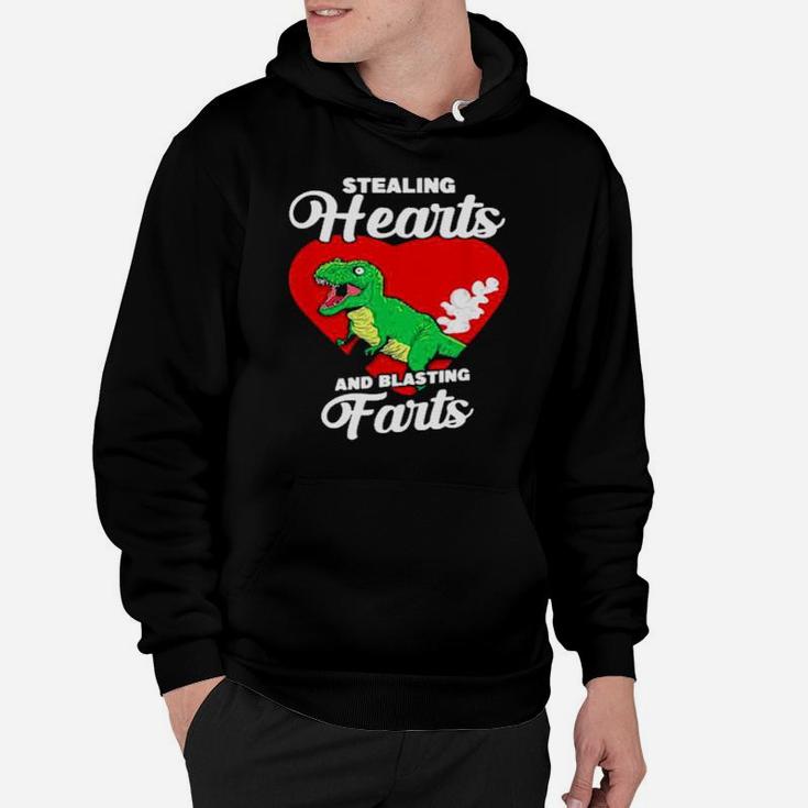 Dinosaurs Stealing Hearts And Blasting Farts Valentines Day Hoodie