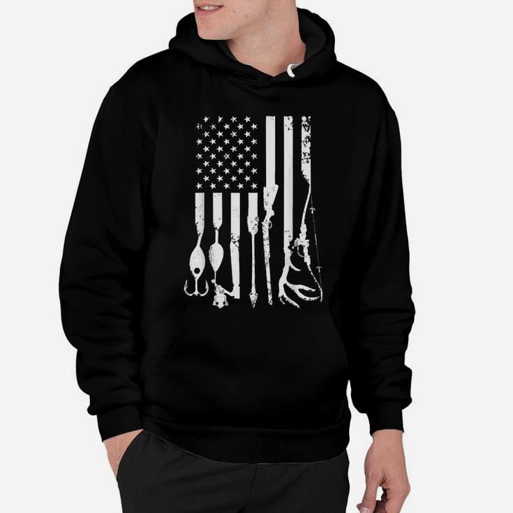 Distressed Hunting And Fishing Gear Flag America Us Hoodie