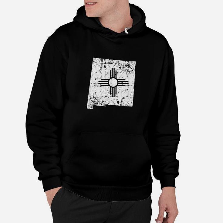 Distressed White New Mexico Flag Map Outline Hoodie