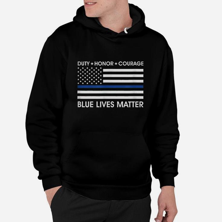 Duty Honor Courage Blue Lives Matter American Flag Hoodie