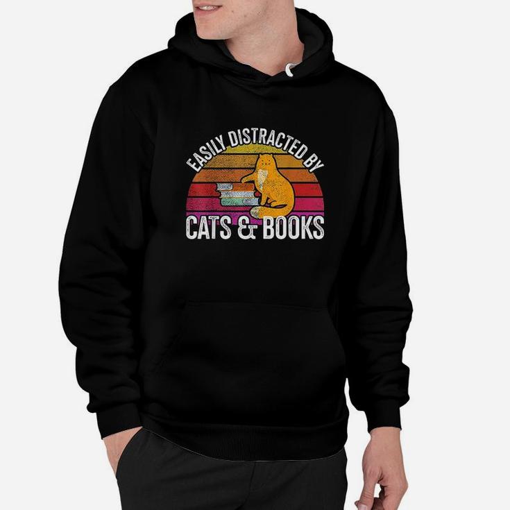 Easily Distracted By Cats & Books Hoodie
