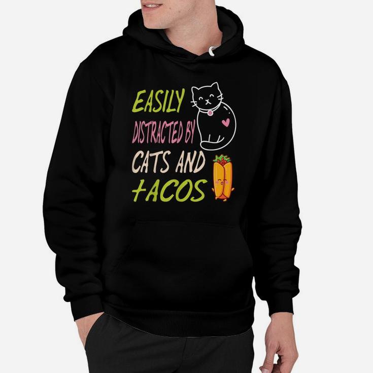 Easily Distracted By Cats And Tacos Kawaii Cat Lovers Hoodie