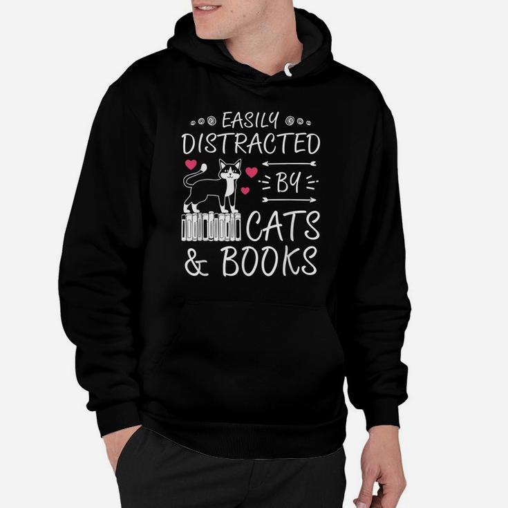 Easily Distracted By Cats Books Women Tee Birthday Christmas Hoodie