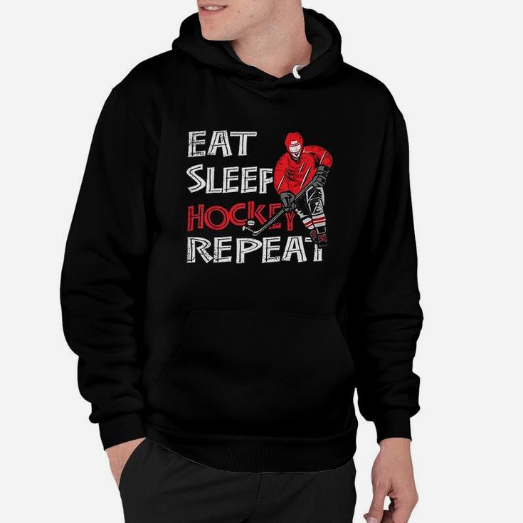Eat Sleep Hockey Repeat For Boys With Puck And Stick Hoodie
