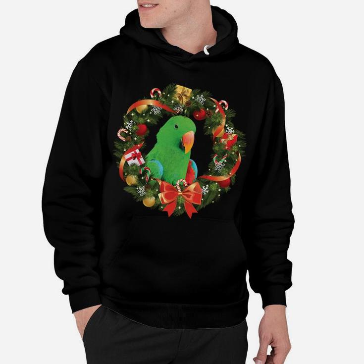 Eclectus Parrot Christmas Wreath Hoodie