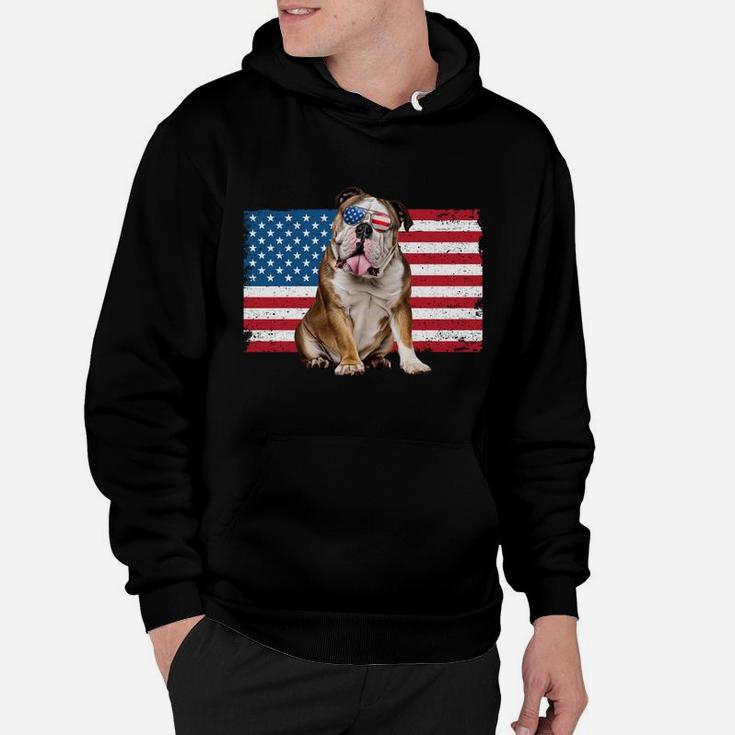 English Bulldog Dad Usa American Flag Dog Lover Owner Funny Hoodie
