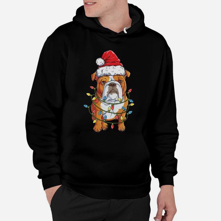 English Bulldog Santa Christmas Tree Lights Xmas Gifts Boys Sweatshirt Hoodie