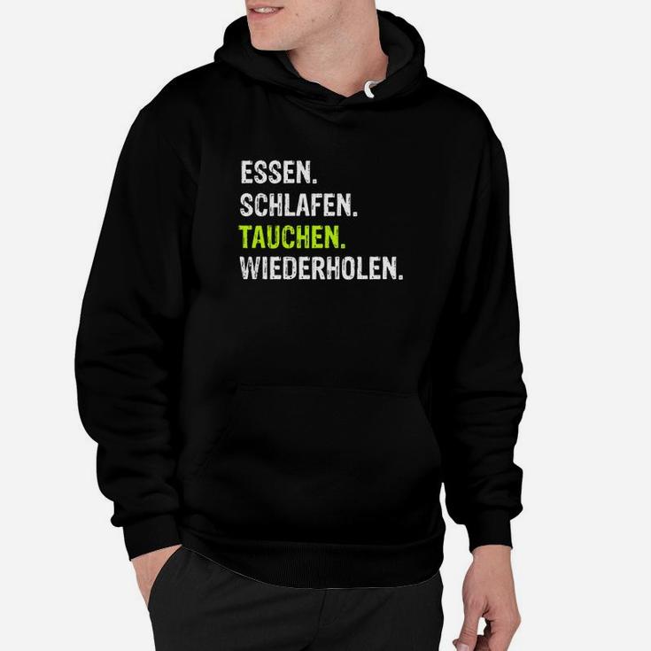 Essen Schlafen Tauchen Wiederholen Hoodie, Taucher Tee Schwarz