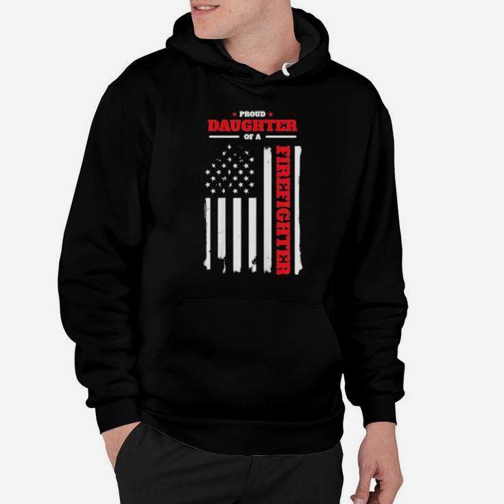 Firefighter Family Proud Daughter Distressed American Flag Hoodie