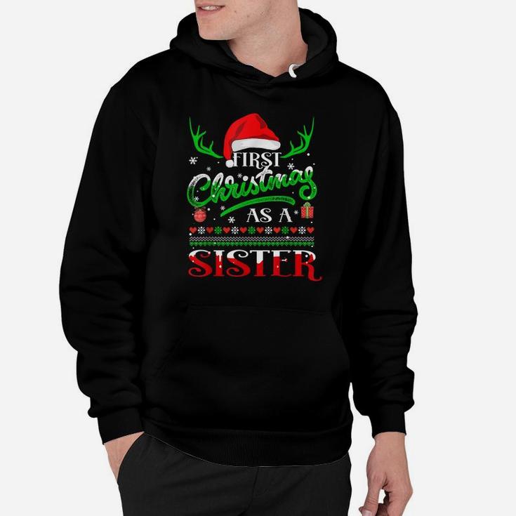 First Christmas As A Sister Funny Santa Hat Ugly Xmas Gift Hoodie