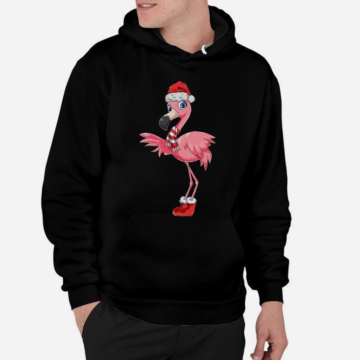 Flamingo Christmas Gift Xmas Santa Claus Pink Cute Flamingo Hoodie