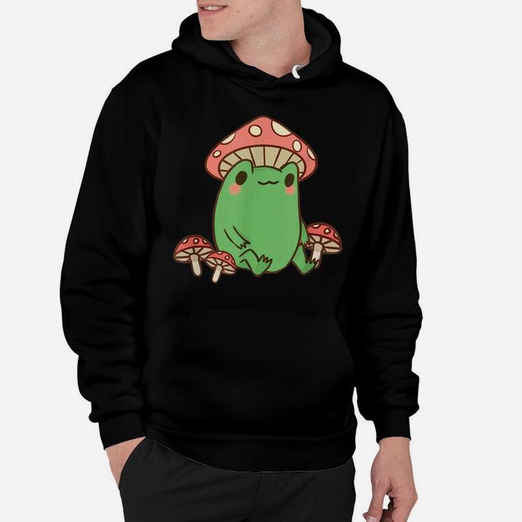 Frog With Mushroom Hat Cute Cottagecore Aesthetic Hoodie