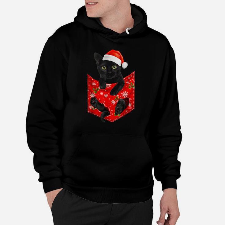 Funny Black Cat Christmas Pocket For Cat Lovers Hoodie