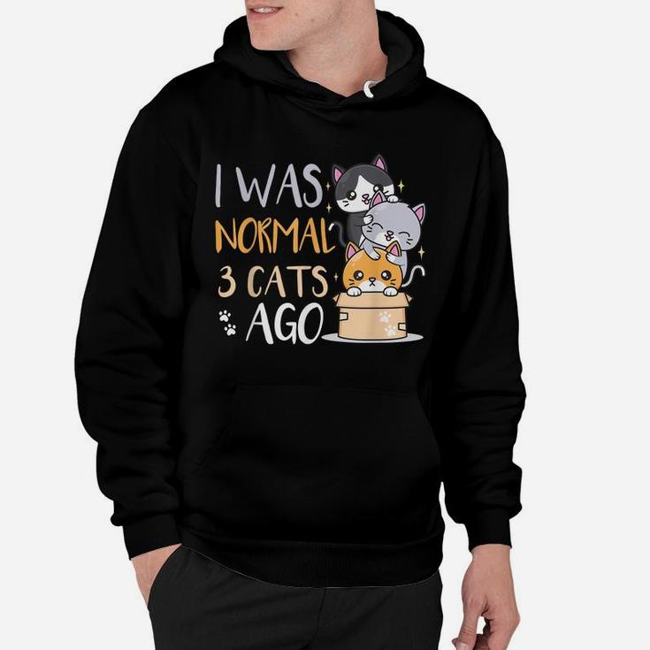 Funny Cat Lovers Quote I Was Normal 3 Cats Ago Hoodie