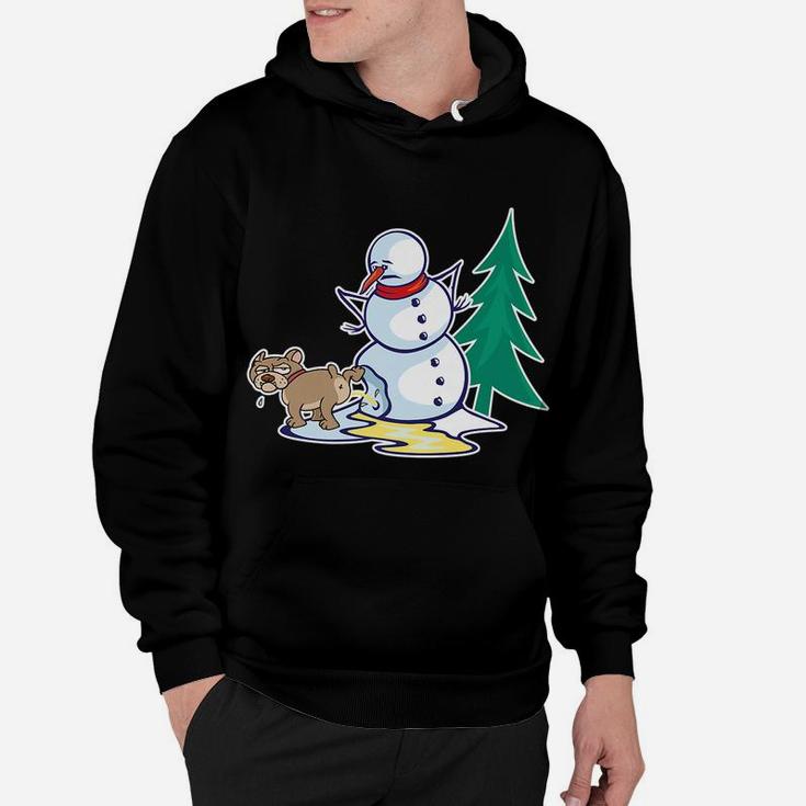 Funny Christmas Dog Peeing On Snowman Winter Hoodie