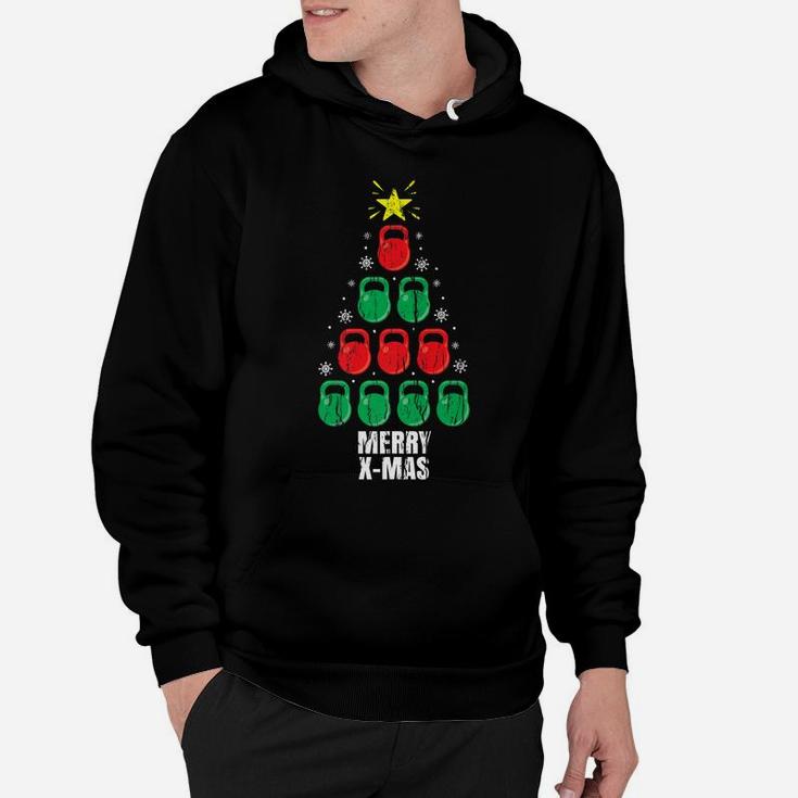 Funny Christmas Kettlebells Tree Design Holiday Gift Workout Hoodie
