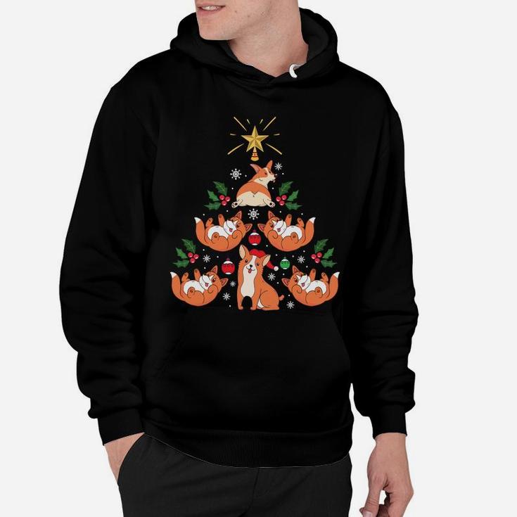Funny Corgi Christmas Tree Clothing Holiday Gift Dog Lover Sweatshirt Hoodie