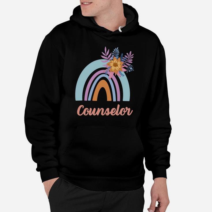 Funny Counselor Blue Floral Boho Rainbow Women Hoodie