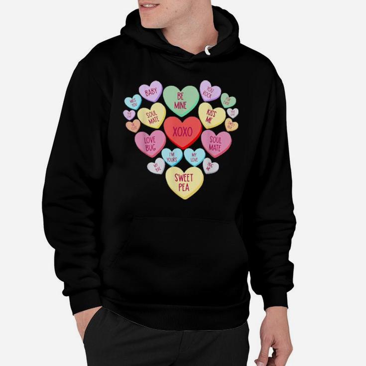 Funny Couple Valentines Day Heart Candy Conversation Hoodie