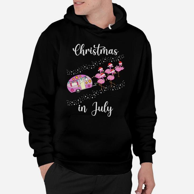 Funny Flamingo Pink Retro Camping Car Christmas In July Hoodie