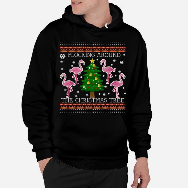 Funny Flamingo Ugly Christmas Tree Snow Sweater Jumper Hoodie