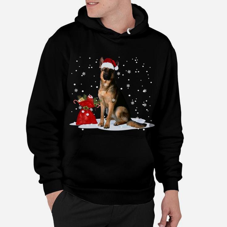 Funny German Shepherd Christmas  Santa Hat Animal Sweatshirt Hoodie