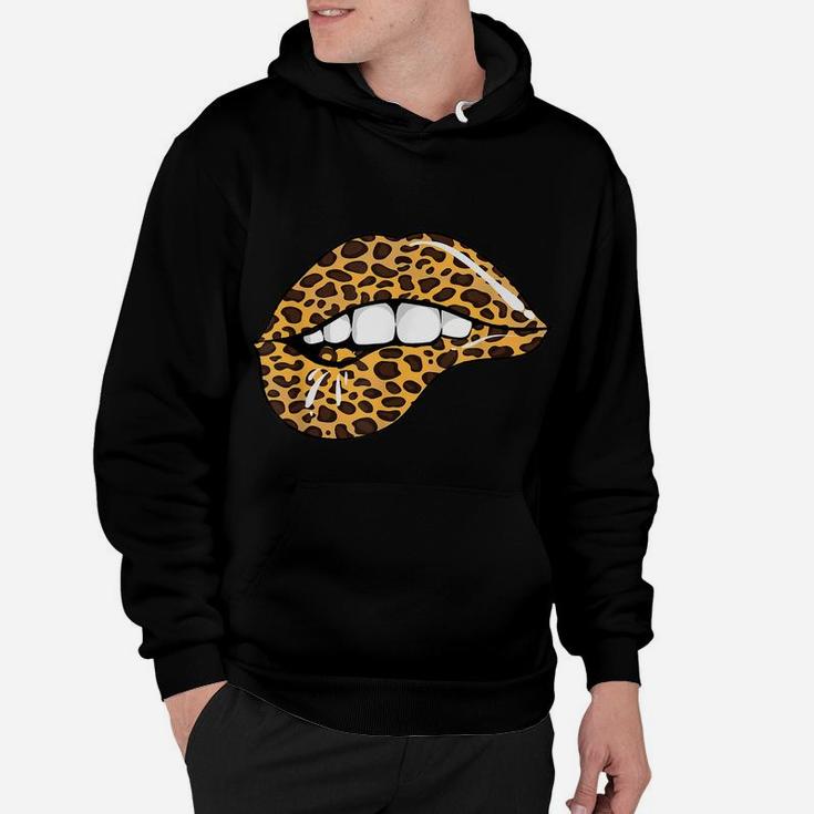 Funny Leopard Lips | Cool Women Mouth Cheetah Lipstick Gift Hoodie