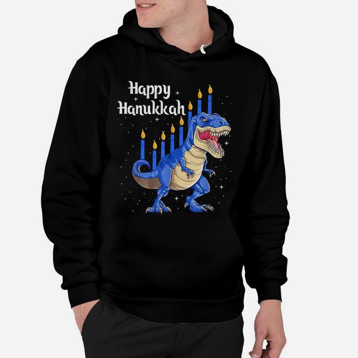 Funny Menorasaurus Rex Dinosaur Chanukkah Happy Hanukkah Hoodie