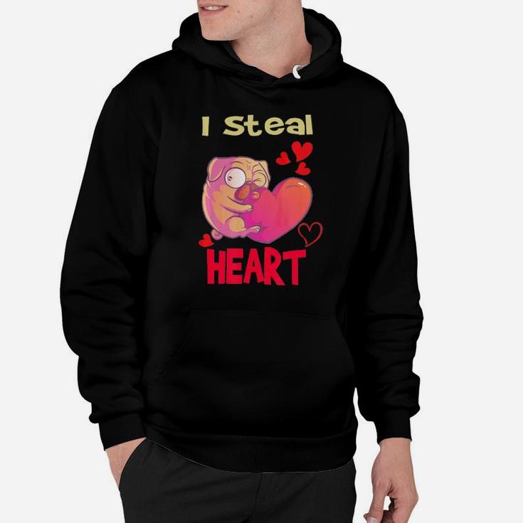 Funny Pug Valentine  I Steal Heart Gift For Pug Lover Hoodie