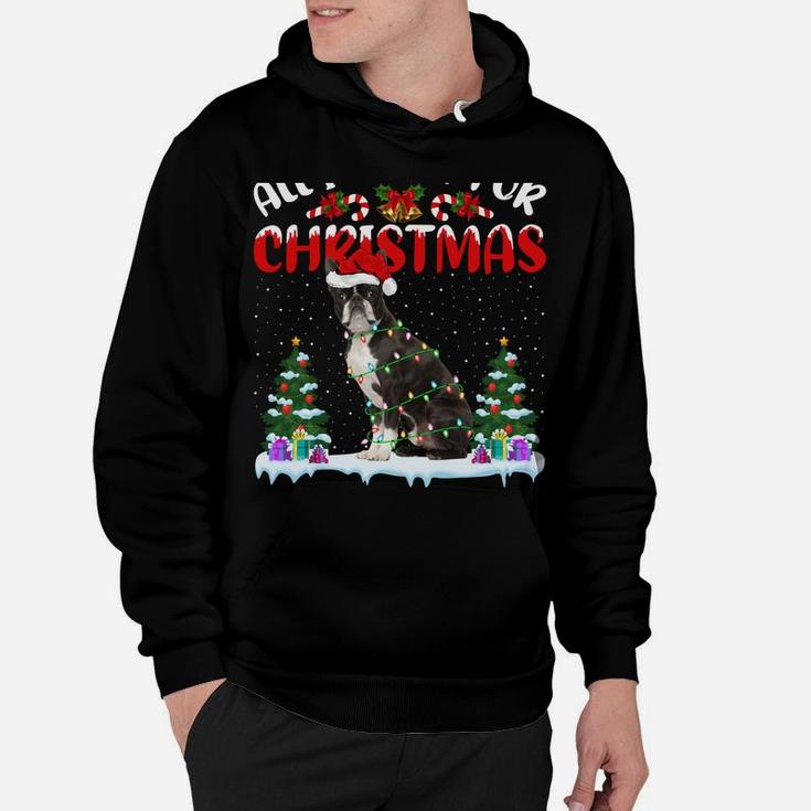 Funny Santa Hat All I Want For Christmas Is A Boston Terrier Hoodie