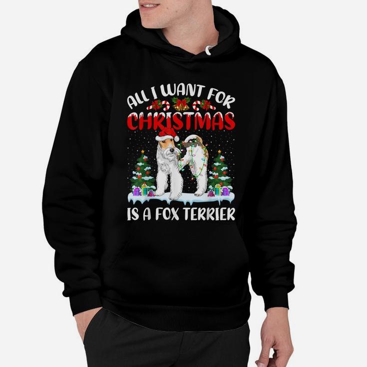 Funny Santa Hat All I Want For Christmas Is A Fox Terrier Hoodie