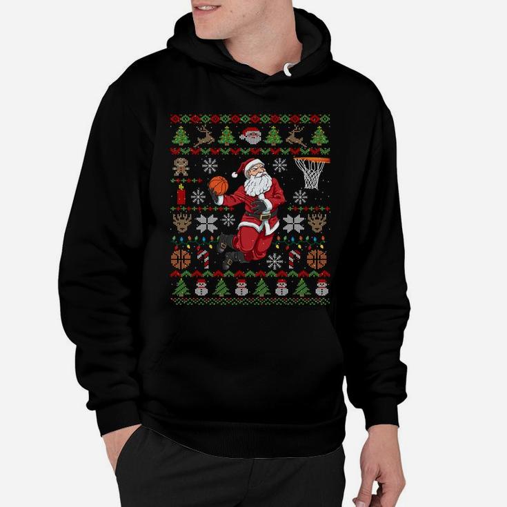 Funny Santa Ugly Christmas Basketball Dunking Sweatshirt Hoodie