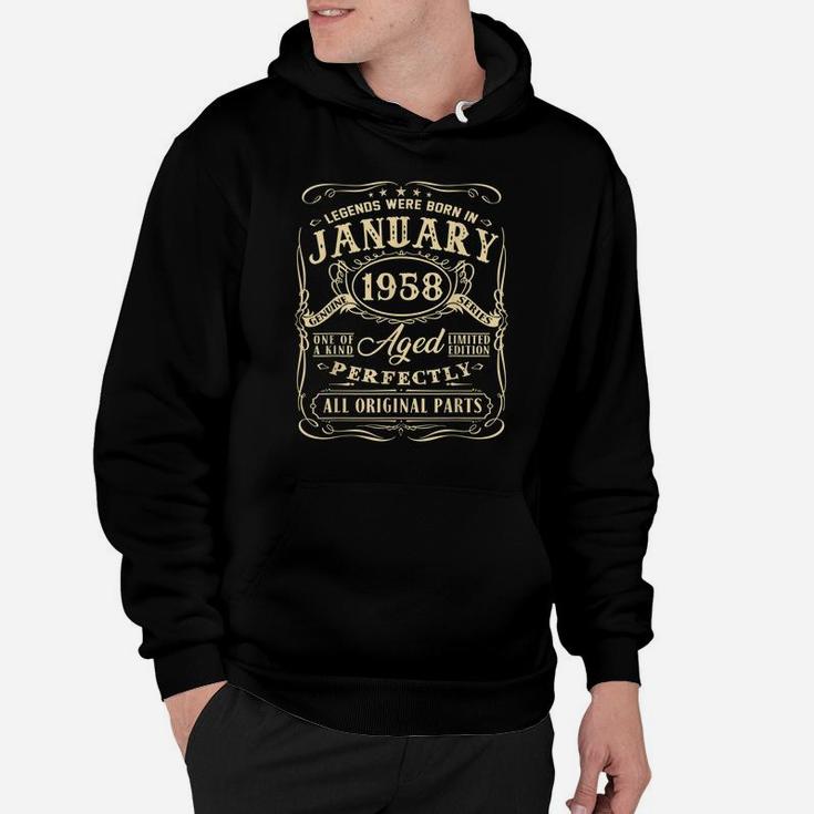Funny Tee Legends Were Born In January 1958 63Rd Birthday Hoodie