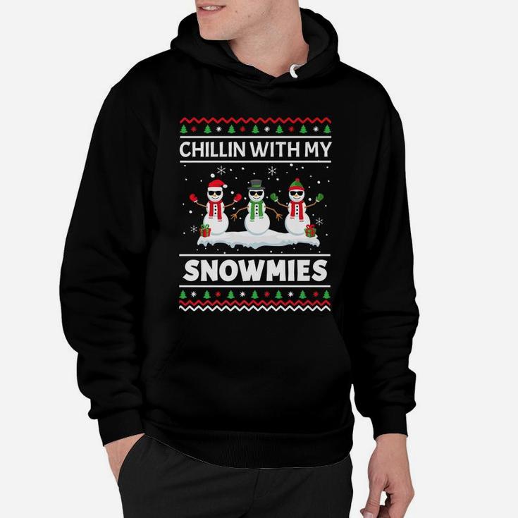 Funny Xmas Chillin With My Snowmies Christmas Ugly Hoodie