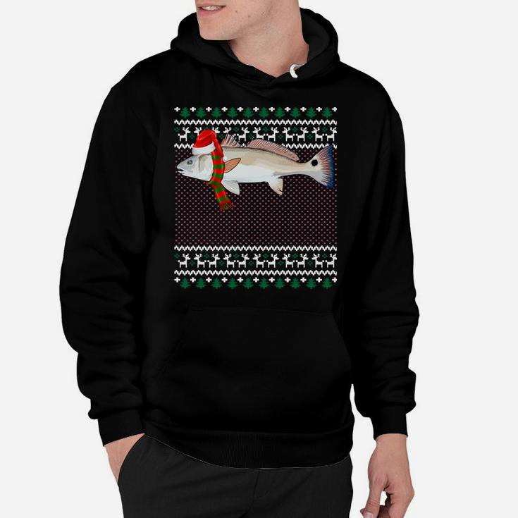 Funny Xmas Santa Hat Redfish Ugly Christmas Sweatshirt Hoodie