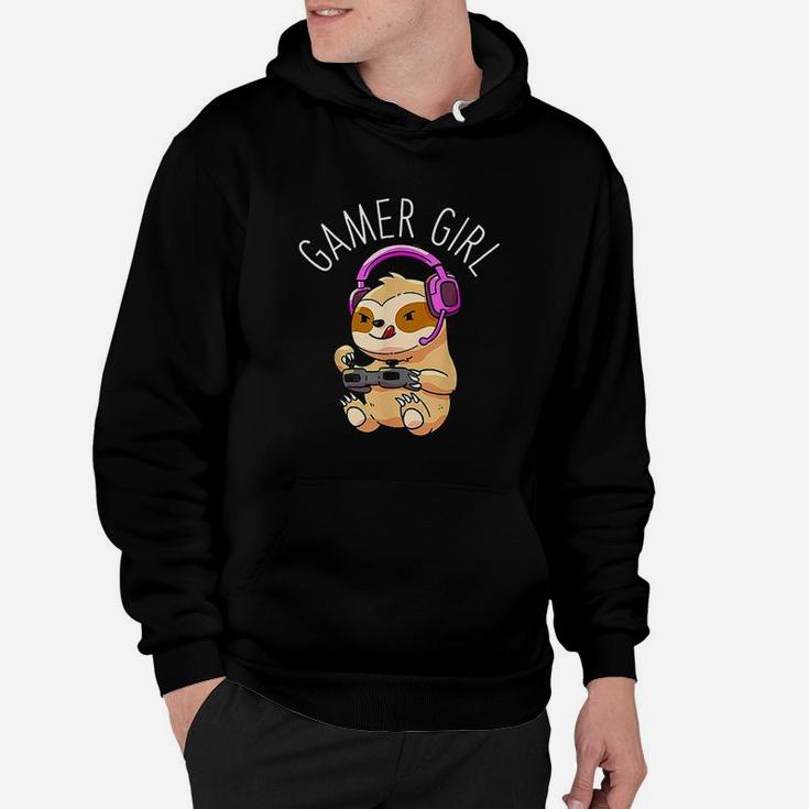 Gamer Girl Sloth Gaming Women Girls Gift Hoodie