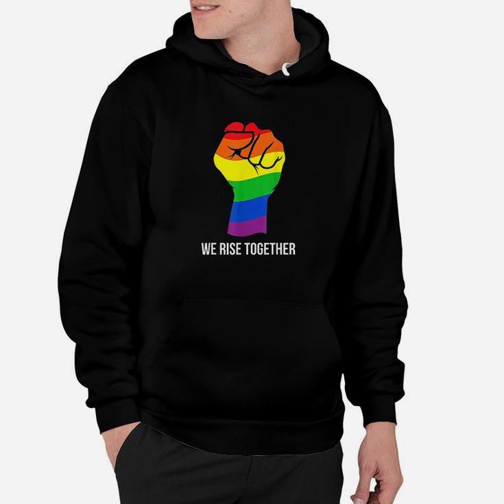 Gay Pride Rainbow Flag Lgbtq We Rise Together Cool Lgbt Gift Hoodie
