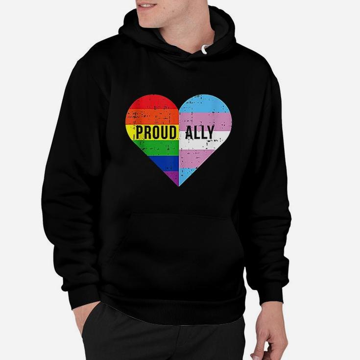 Gay Trans Transgender Heart Rainbow Flag Cool Lgbt Ally Gift Hoodie