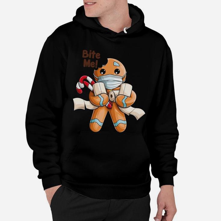 Gingerbread Man Bite Me Gifts For Christmas Funny Sweatshirt Hoodie