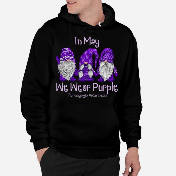Gnome In May We Wear Purple Fibromyalgia Awareness Hoodie