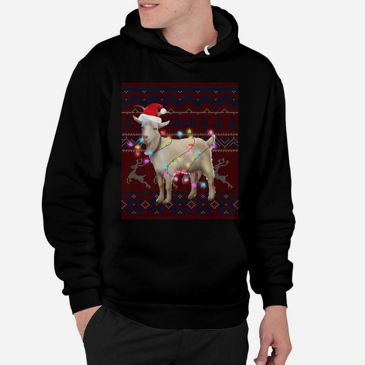 Goat Christmas Lights Ugly Sweater Goat Lover Gift Sweatshirt Hoodie