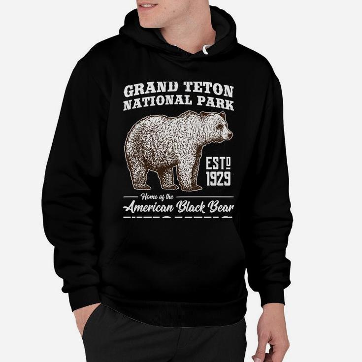 Grand Teton National Park Vintage Retro Bear Wyoming Gift Hoodie