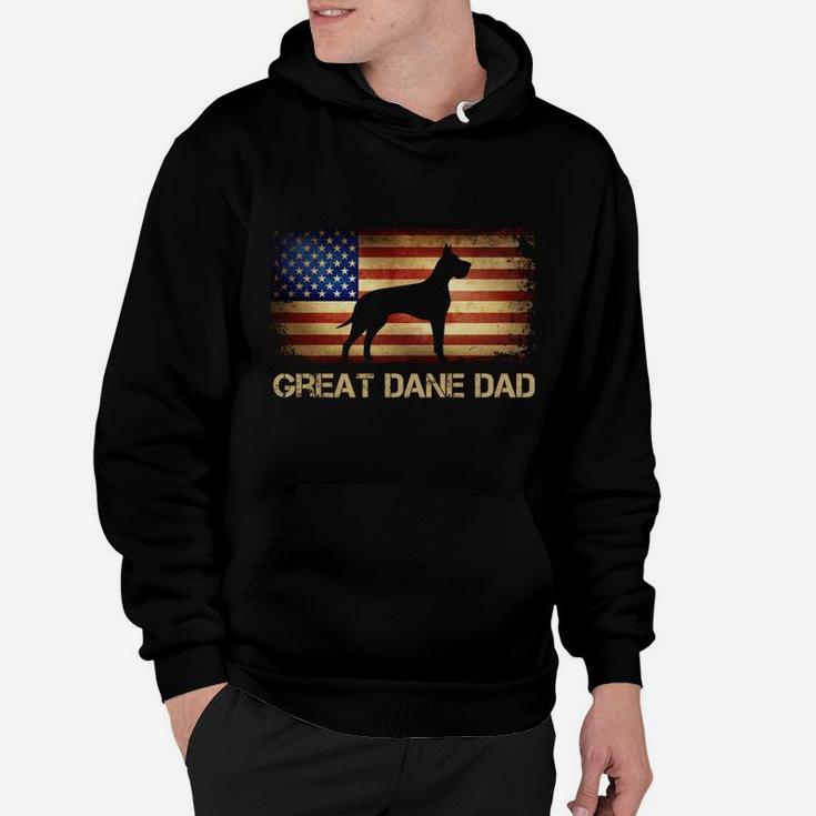Great Dane Dad Vintage American Flag Patriotic Dog Lover Hoodie