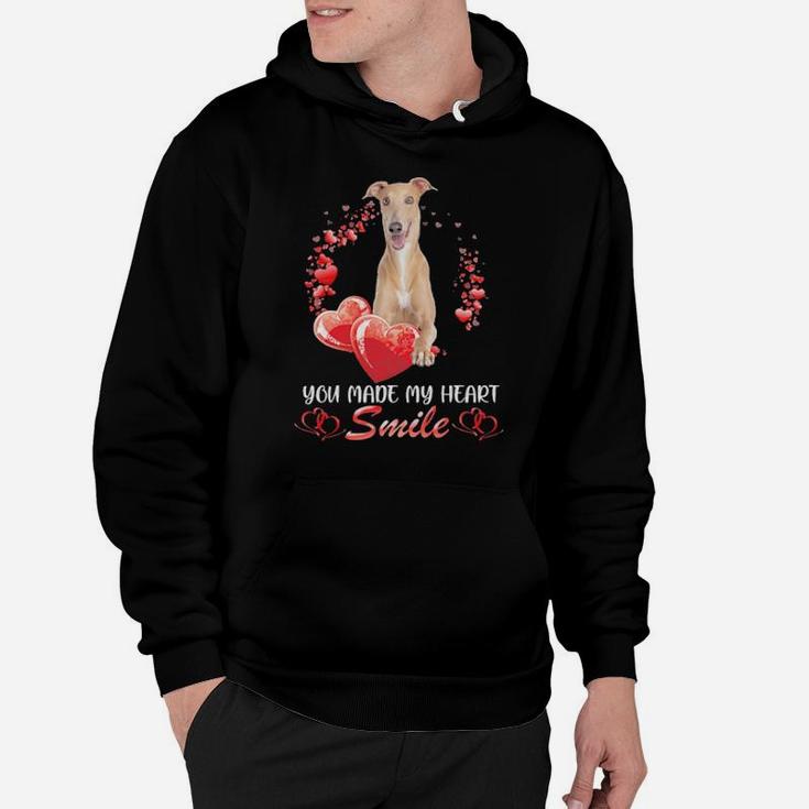 Greyhound Heart You Made My Heart Smile Valentines Day Hoodie