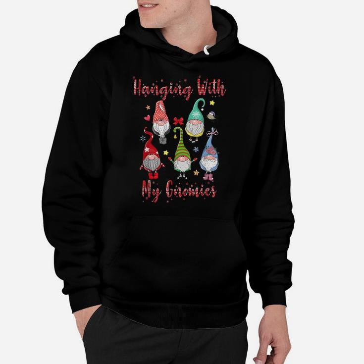 Hanging With My Gnomies Funny Gnome Plaid Christmas Gift Hoodie