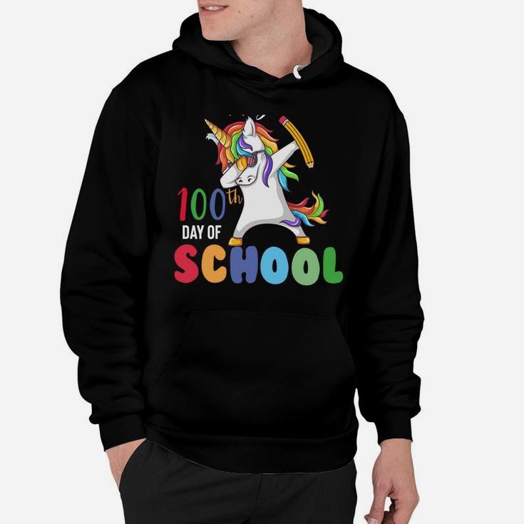 Happy 100 Days Of School Unicorn Dabbing 100Th Day Girls Kid Sweatshirt Hoodie