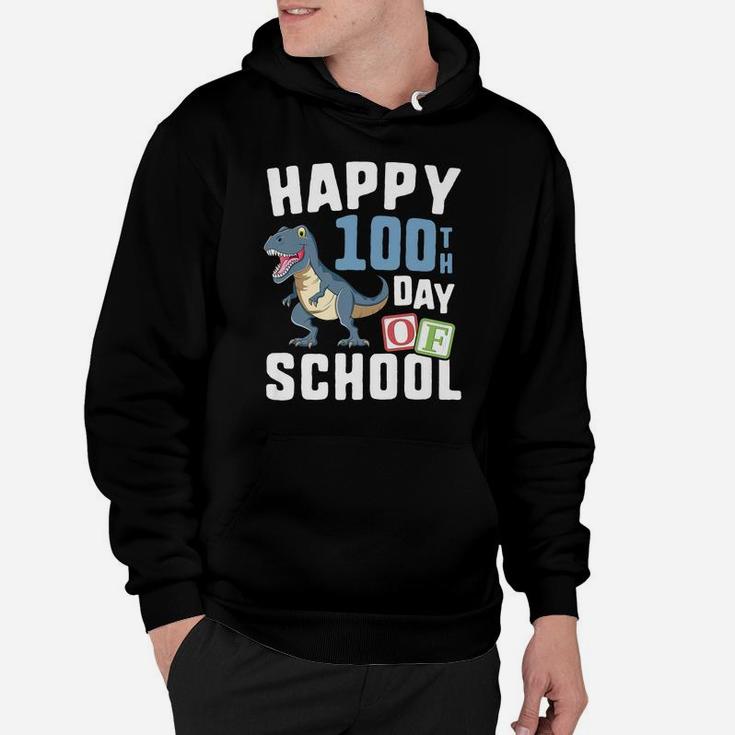 Happy 100Th Day Of School Shirt Boys T Rex Dinosaur Party Hoodie