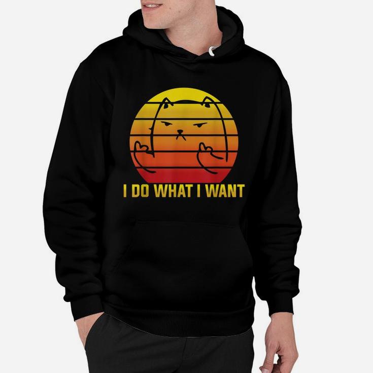 I Do What I Want - Funny Retro Vintage Cat Lover Quote Hoodie