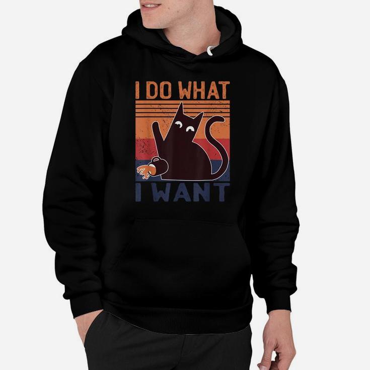 I Do What I Want Vintage Cat Lovers Hoodie