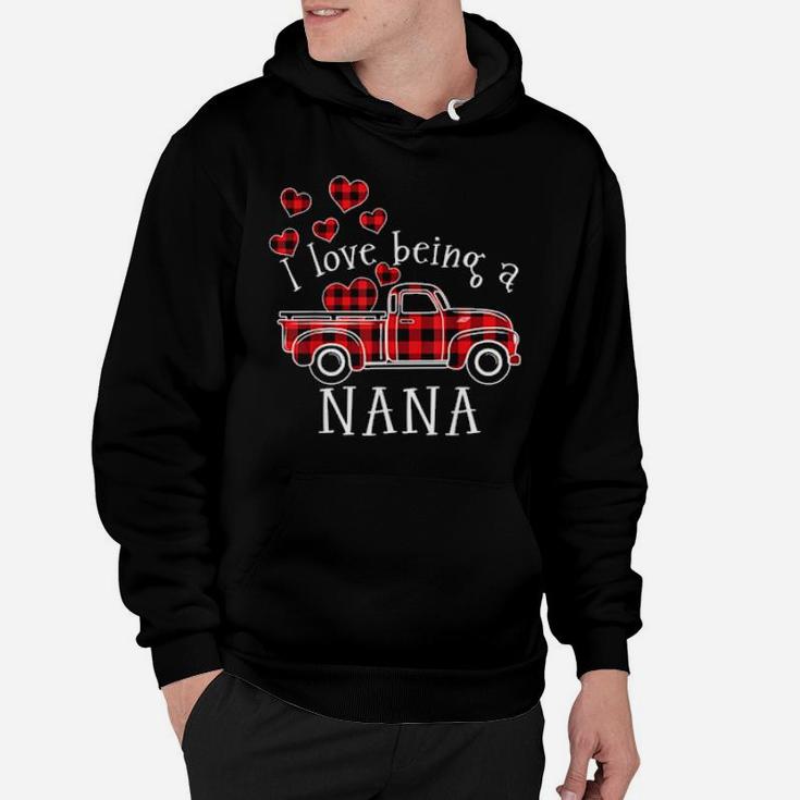 I Love Being A Nana Red Truck With Heart Valentines Day Hoodie